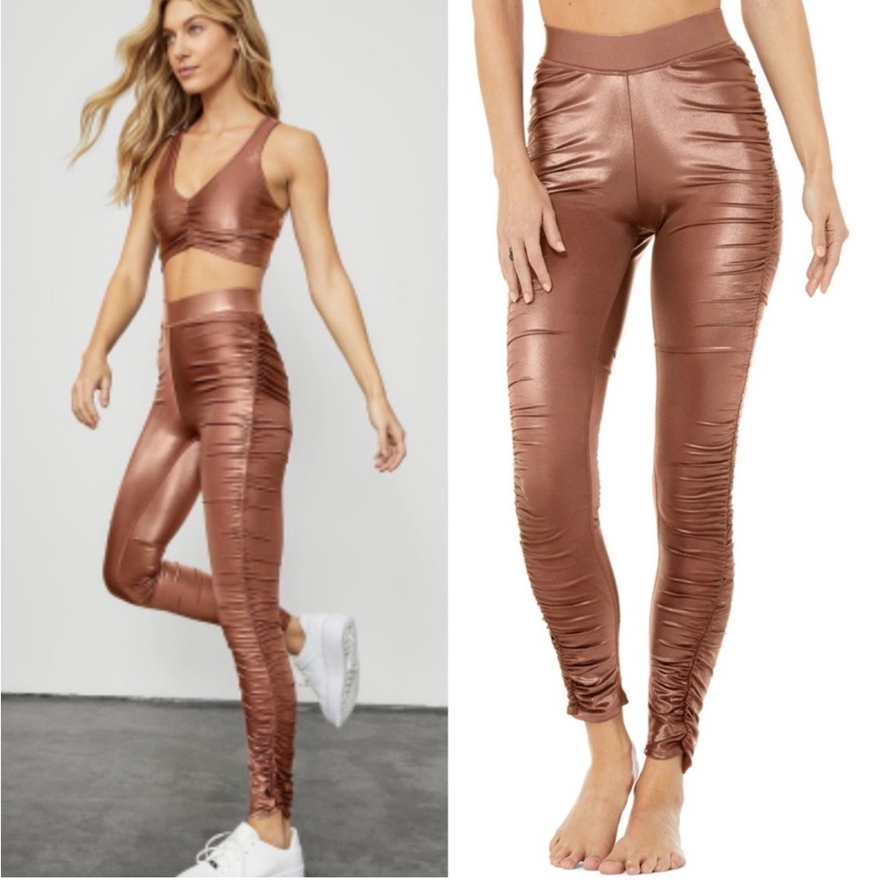 ALO Yoga Copper Tone cinched ruched Leggings